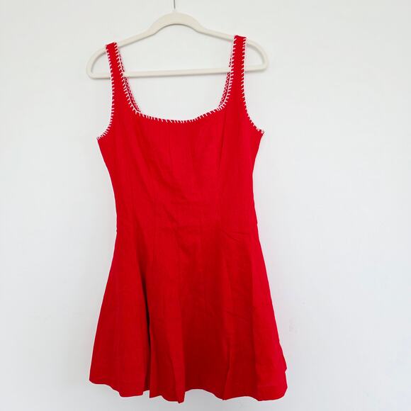 Avec Les Filles Red w/ White Contrast Stitch Mini Dress Sleeveless Size XL - Picture 4 of 10